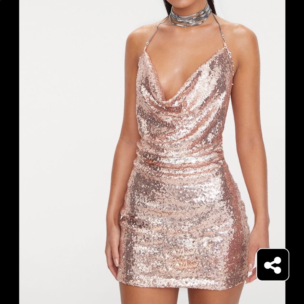 Pretty little thing gold sequin dress